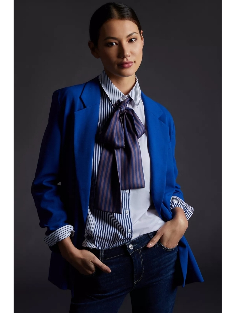 Anthropologie Maeve Electric Blue Double Breasted Blazer Size 2